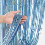 Lyseblå glitter - Frynsegardin Bakgrunn - 2x1m
