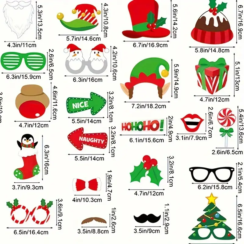 32 styk Julerekvisitter av Papp på Pinne - Christmas